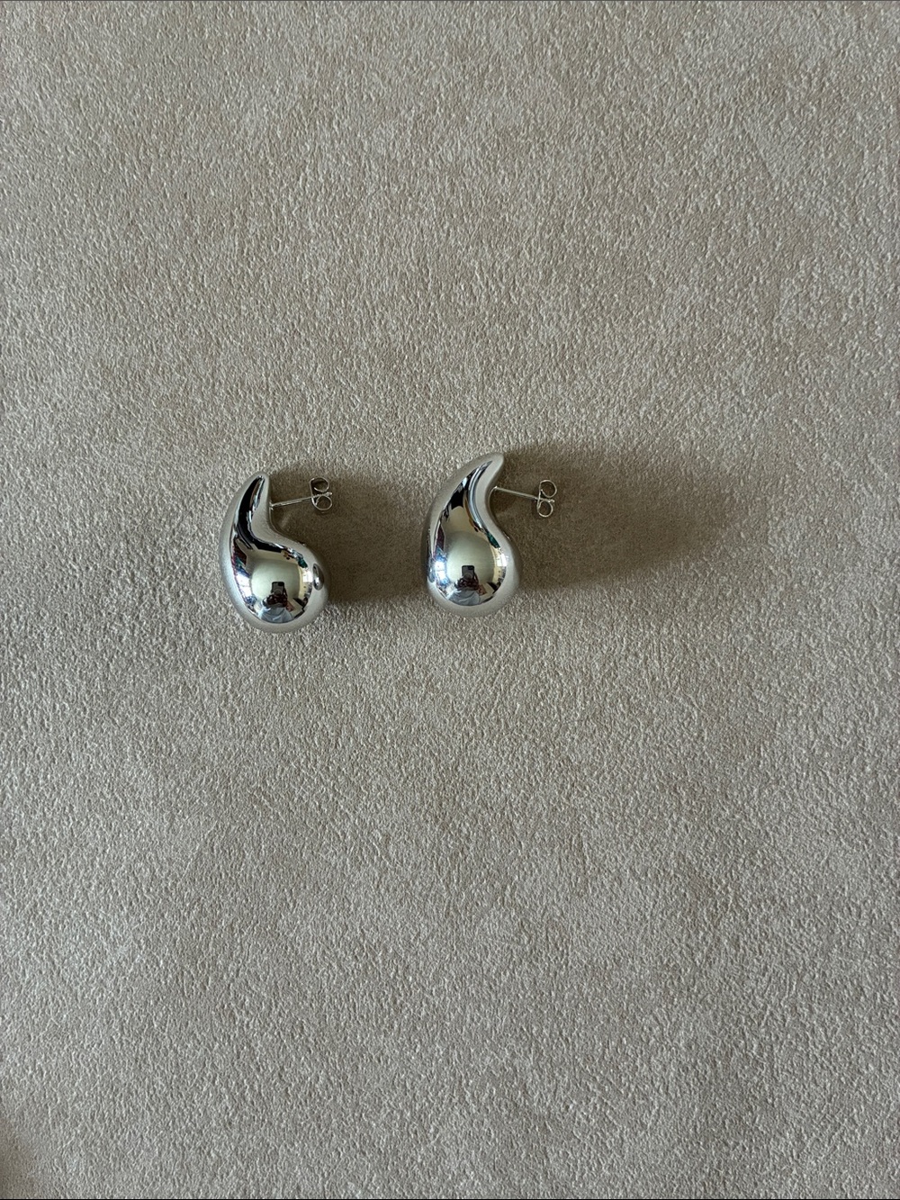 Silver Teardrop Stud Earrings